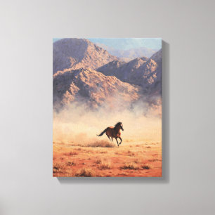 Dust Storm Mustang Mountain Painting Canvas Print