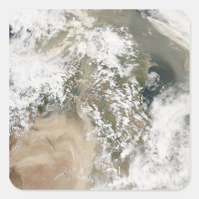 Dust storms over the Middle East Square Sticker (Front)