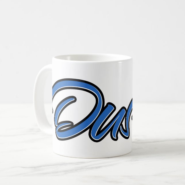 Dustin First Name Blue Tasse Kaffeetasse Coffee Mug (Front Left)