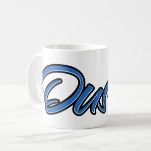 Dustin first name name blue cup coffee cup