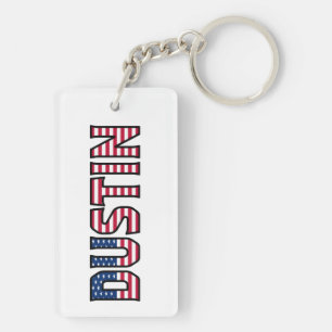 Dustin Name Vorname USA Flagge Anhänger Schlüssel Key Ring