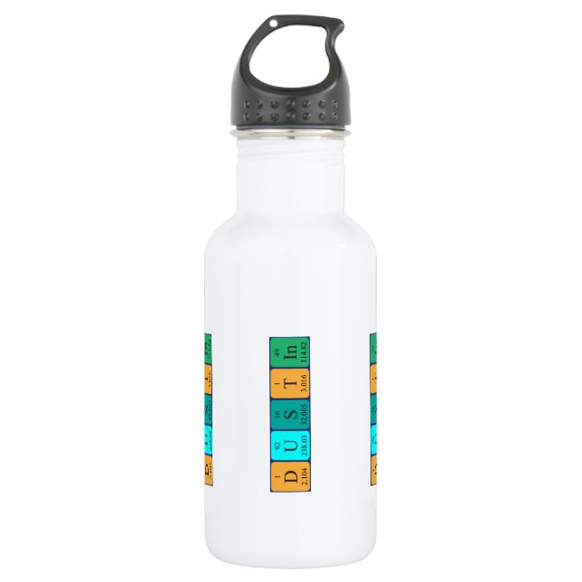 Dustin periodic table name water bottle (Front)