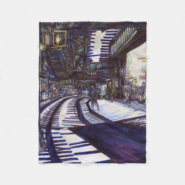 Dusting the Piano Fleece Blanket (Front)