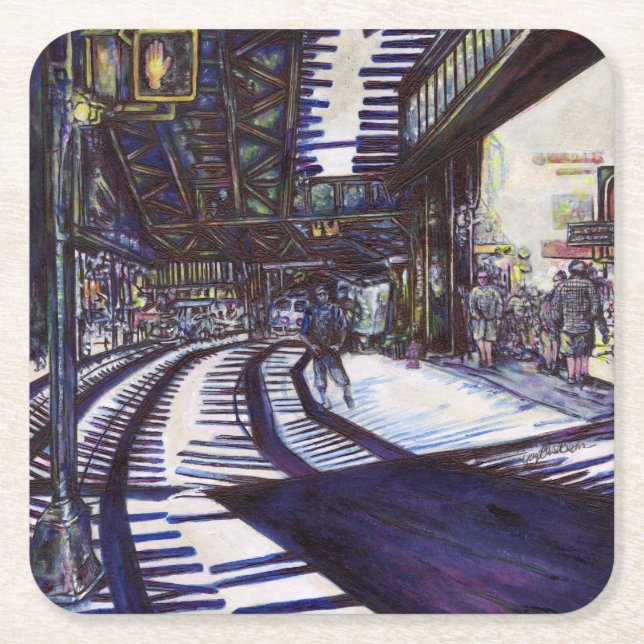 Dusting the Piano Square Paper Coaster (Front)