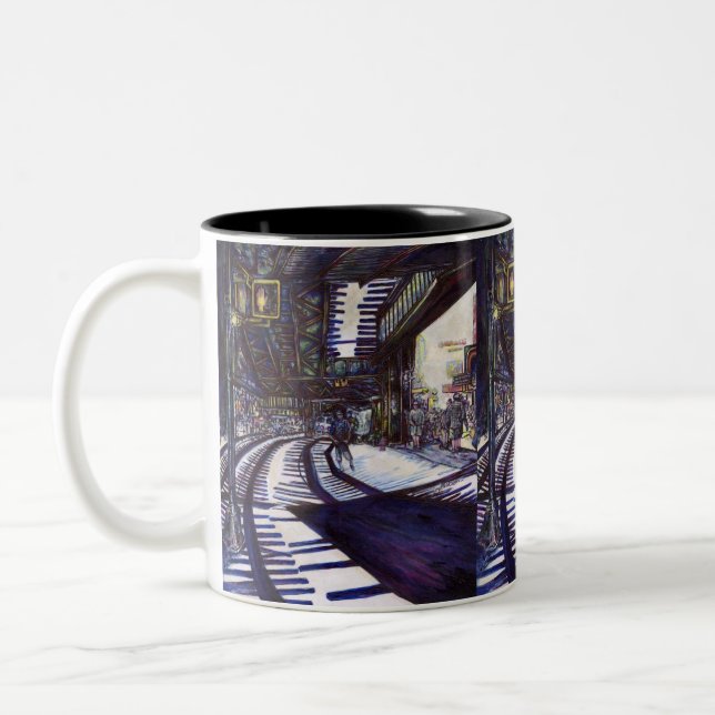 Dusting the Piano Two-Tone Coffee Mug (Left)