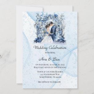 Dusty Alcohol Ink Floral Arch Wedding Celebration  Invitation