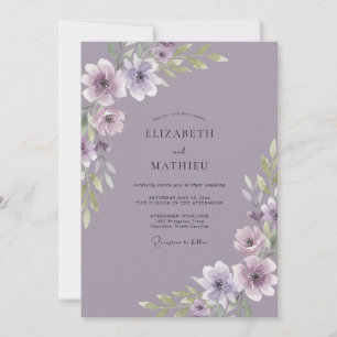 Dusty Amethyst Anemone Wedding Invitation