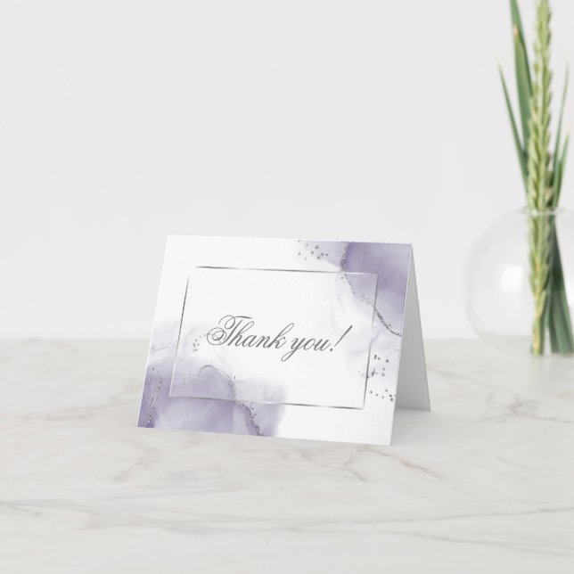  Dusty Amethyst Purple Silver Abstract Thank You Card (Front)