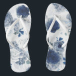 Dusty and Navy Blue Floral Elegant Botanical Flip Flops<br><div class="desc">Dusty blue and navy blue flowers beautiful flip flops for any party</div>