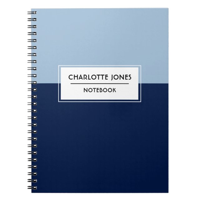 Dusty and Navy Blue Personalised Notebook (Front)