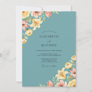 Dusty Aqua Lily Wedding Invitation