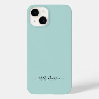 Dusty Aqua Simple Minimalist Script Custom Name Case-Mate iPhone 14 Case