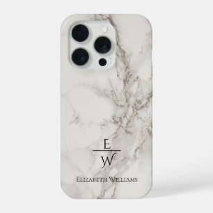 Dusty black and white marble glitter personalised iPhone 15 pro case