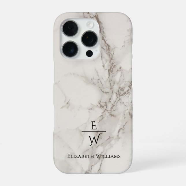 Dusty black and white marble glitter personalized  iPhone case (Back)