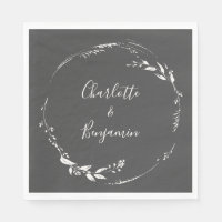 Dusty Black Floral Wreath Calligraphy Personalised