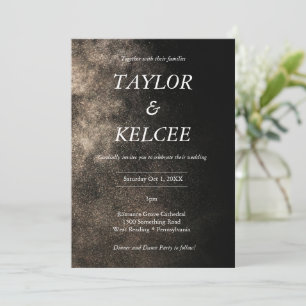Dusty Black & Gold CUSTOMIZABLE Wedding Invitation