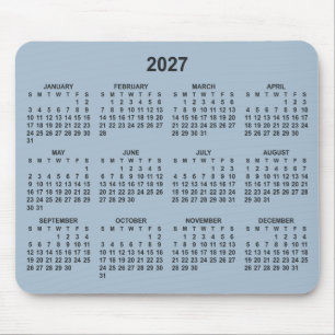 Dusty Blue 2027 Calendar Mouse Mat