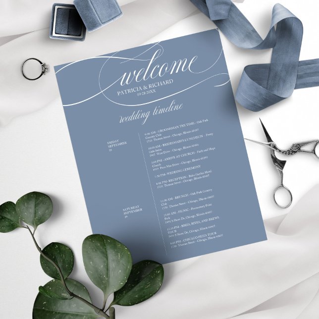 Dusty Blue 2 Days Wedding Itinerary Chic (Creator Uploaded)