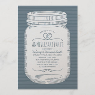 Dusty Blue 30th wedding anniversary Mason Jar Invitation