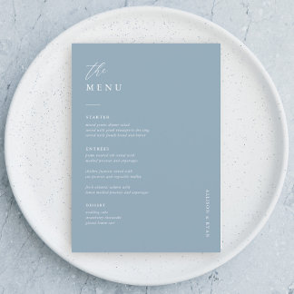 Dusty Blue 5x7" Wedding Table Menu Cards Flat Menu