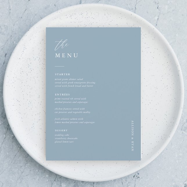 Dusty Blue 5x7" Wedding Table Menu Cards Flat Menu (Creator Uploaded)