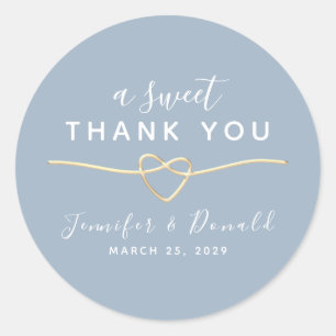 Dusty Blue A Sweet Thank You Wedding Classic Round Sticker