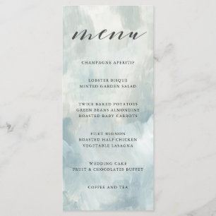 Dusty Blue Abstract Brushstrokes Wedding Menu