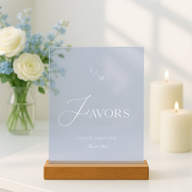 Dusty Blue Acrylic “Favors” Wedding Sign (Creator Uploaded)