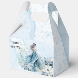 Dusty Blue Alcohol Ink Bride Bridal Shower Favour Box