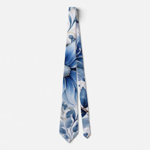 Dusty Blue Alcohol Ink Bride & Groom Wedding Tie