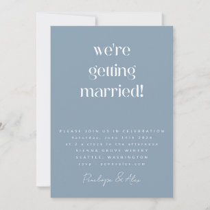 Dusty Blue All in One Minimalist Modern Wedding Invitation