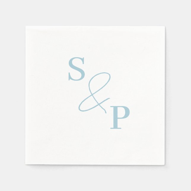 Dusty Blue Ampersand Monogram Wedding Napkin (Front)