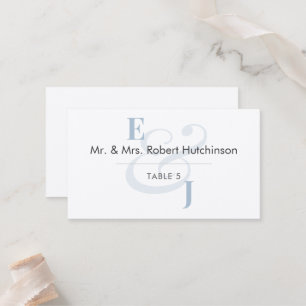 Dusty Blue Ampersand Wedding Flat Table Seating Place Card