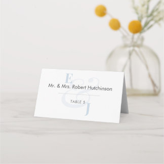 Dusty Blue Ampersand Wedding | Folded Seating Tent Place Card