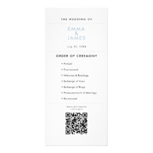 Dusty Blue Ampersand Wedding Program QR Code Rack Card