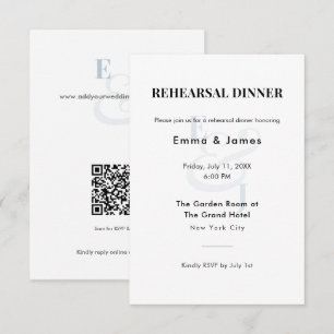 Dusty Blue Ampersand Wedding   Rehearsal Dinner  Enclosure Card