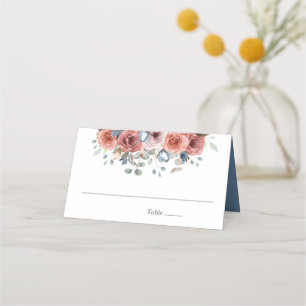 Dusty Blue and Blush Blissful Floral, Wedding Place Card
