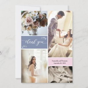 Dusty blue and Blush Pink Script Thank you Collage Card