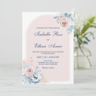 Dusty Blue and Blush Pink Wedding Invitation
