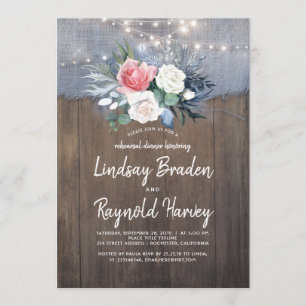 Dusty Blue and Blush Rustic Rehearsal Dinner Invitation
