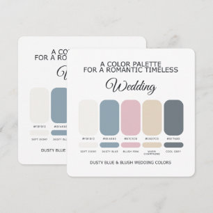 Dusty Blue and Blush Wedding Colour Palette Card