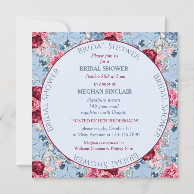 Dusty Blue and Burgundy Bridal Shower (Front)