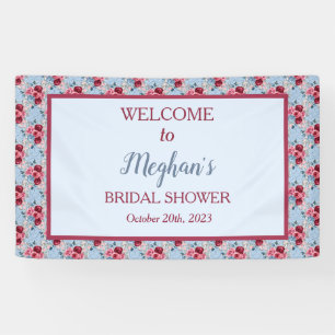 Dusty Blue and Burgundy Bridal Shower Welcome    Banner