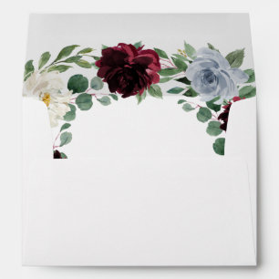 Dusty Blue and Burgundy Cranberry Fall Wedding Envelope