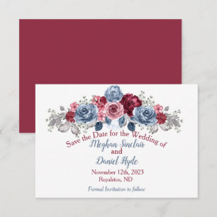 Dusty Blue and Burgundy Wedding  Save The Date