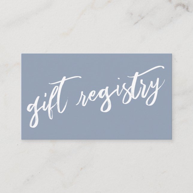 Dusty Blue and Casual Handwriting Gift Registry Enclosure Card (Front)