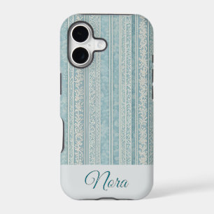 Dusty Blue and Cream Stripes Personalised