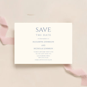 dusty blue and creme classic typography wedding save the date