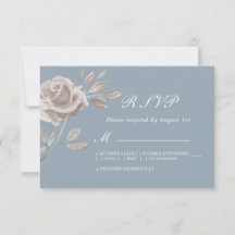 Dusty Blue and Dusty Rose Minimal Watercolor RSVP
