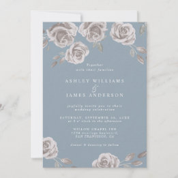 Dusty Blue and Dusty Rose Watercolor Invitation